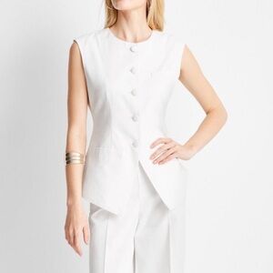 Future Collective Waistcoat Size 6 Sleeveless White Button-Front Jenee Naylor